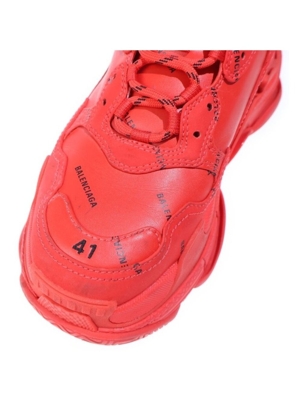 Balenciaga Triple S Trainers Low Cut Sneakers Red - Picture 6 of 6